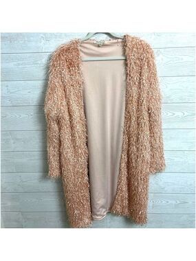 Blushing Heart Women’s Peach Fringe Mid Length Coat. Size L